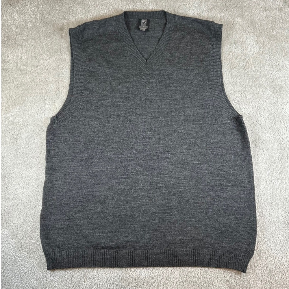 Nike Golf Sweater Vest Mens Large Gray 100% Merino Wool V-Neck Sleeveless Knit